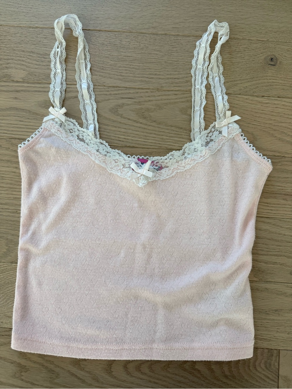 Edikted Light Pink Tank Top Lace-Edged Camisole XS